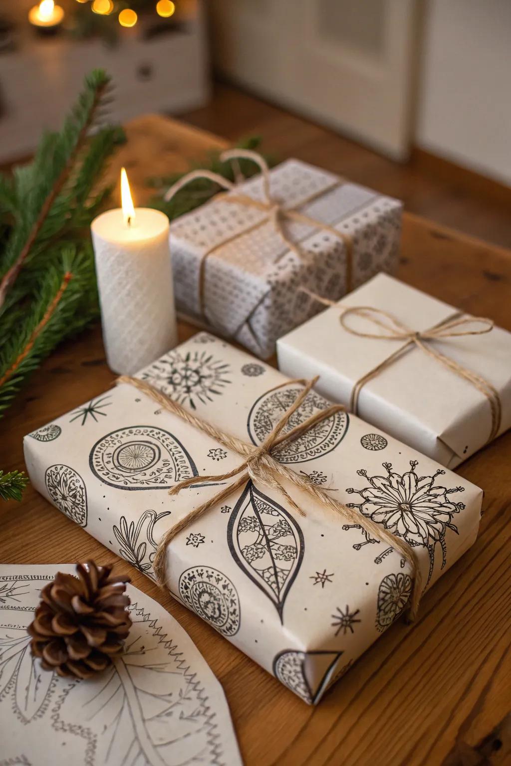 Zentangle gift wrap makes presents extra special.