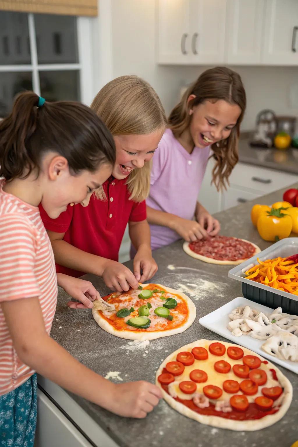 A DIY pizza party allows kids to get creative with their favorite food.