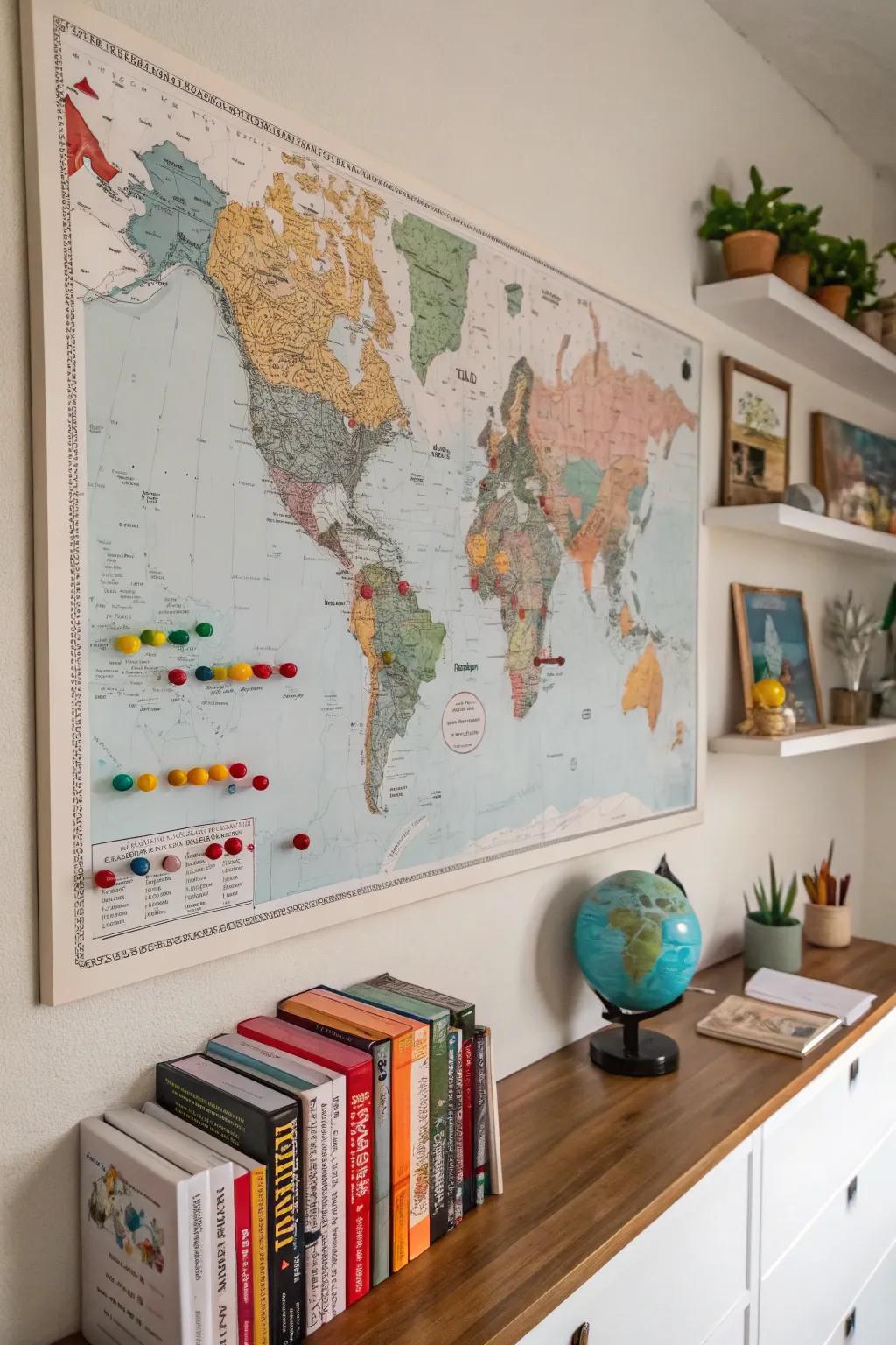 Mark your adventures with a customized travel map.