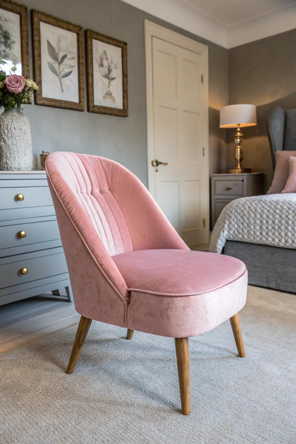 Pink upholstery breathes new life into classic furniture pieces.