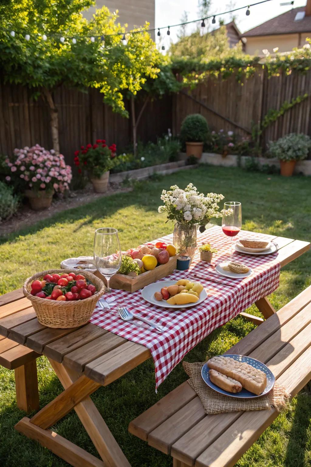 Gather around a handmade picnic table for summer feasts.