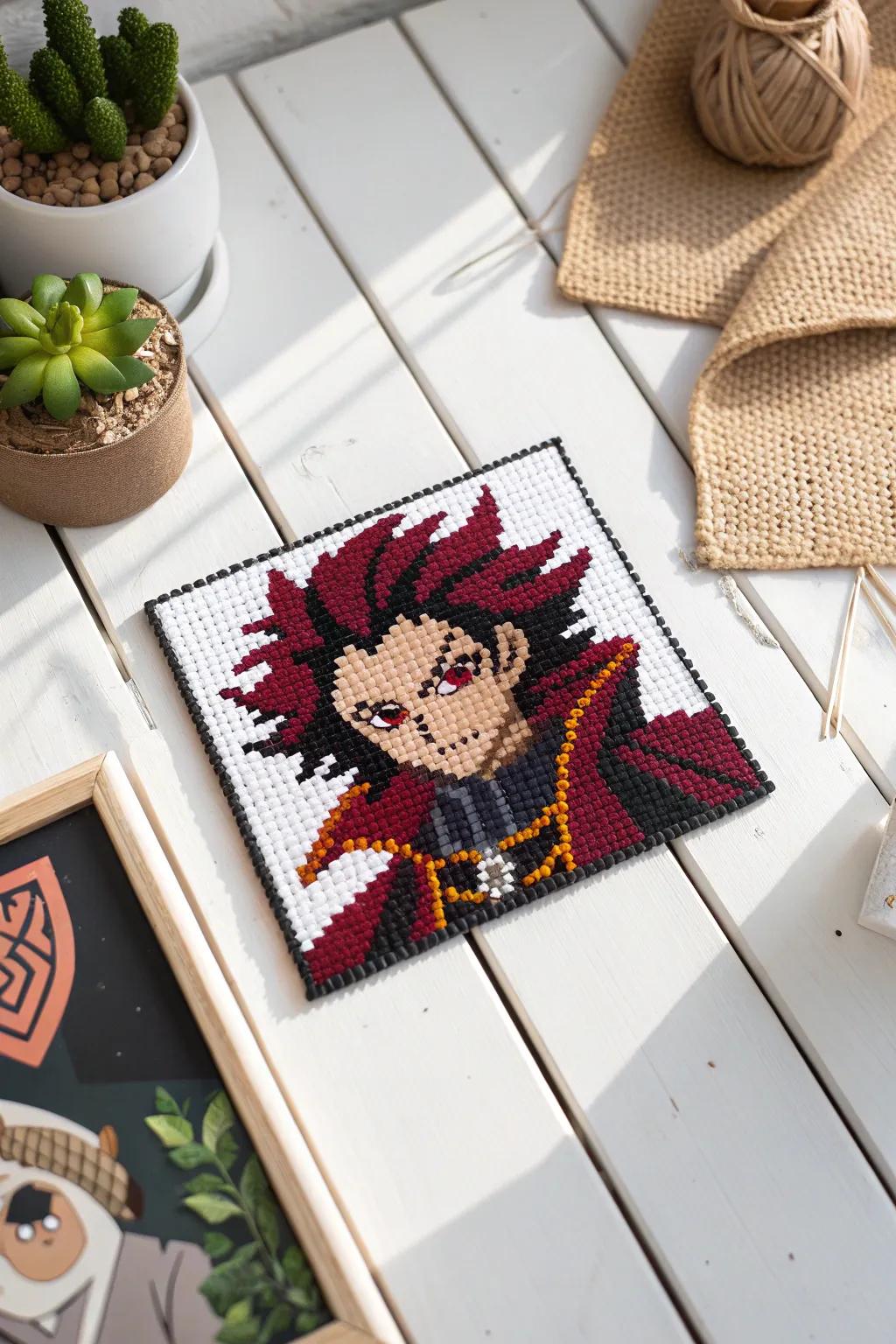 Unleash your creativity with captivating anime villain bead art.