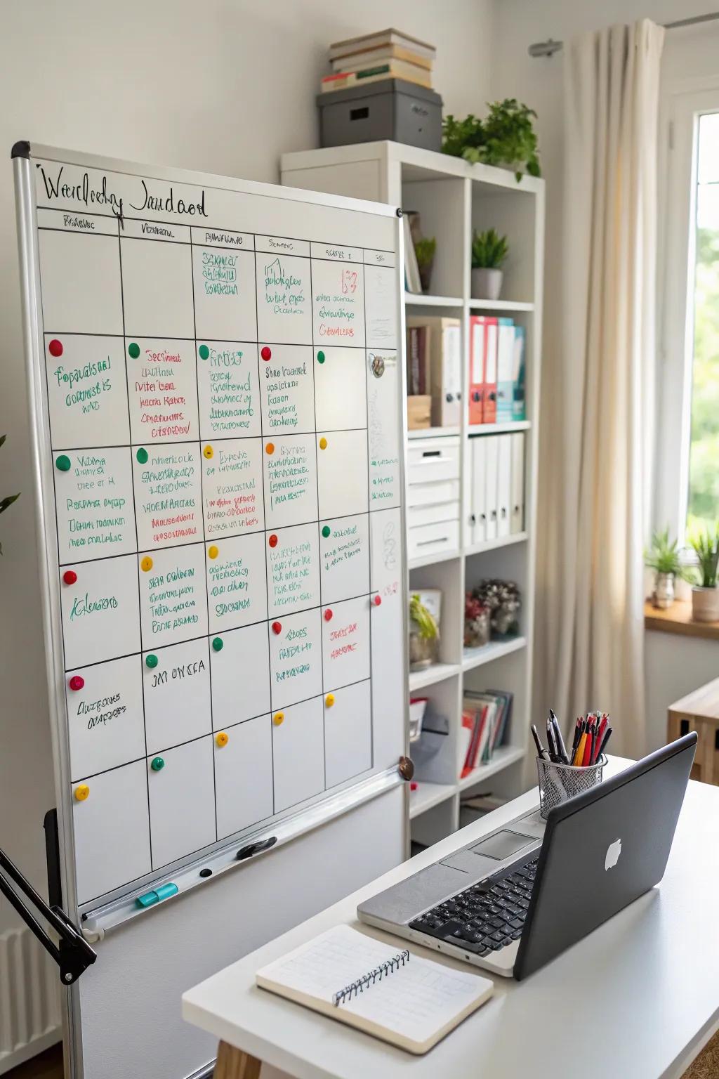 Weekly focus areas on your calendar help maintain clarity and productivity.