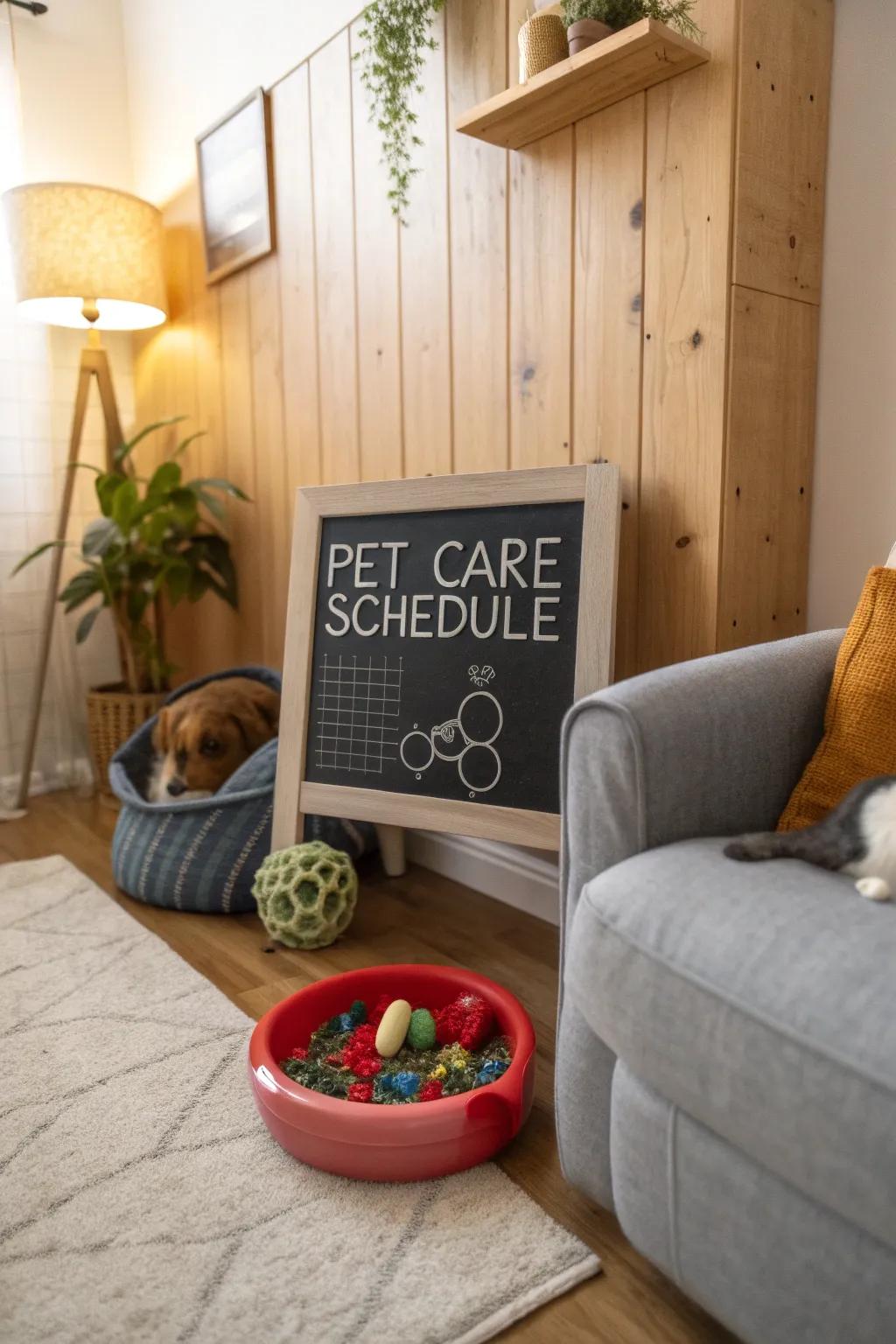 A pet-friendly chalkboard calendar that keeps track of furry family members.