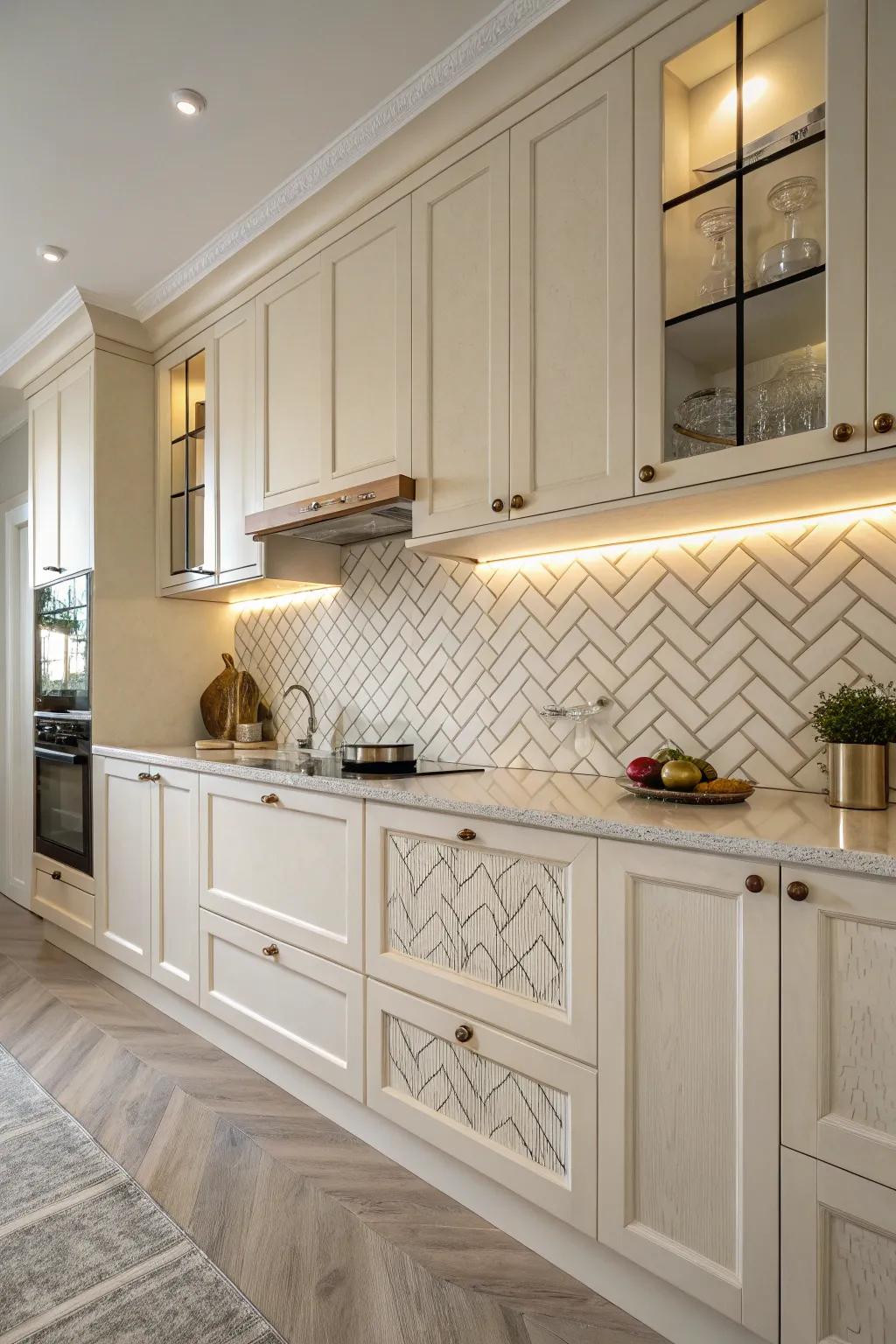 Herringbone patterns add sophistication.