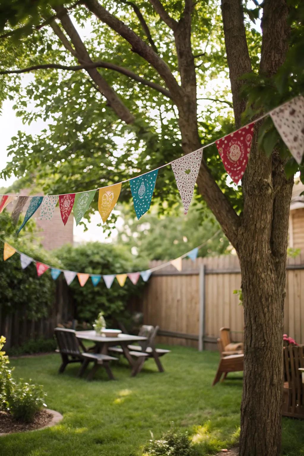 Bandana bunting adds a festive vibe to any outdoor event.