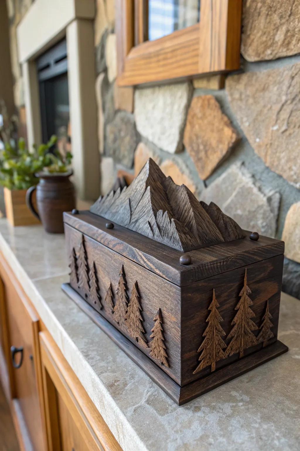 A mountain range bandsaw box for nature enthusiasts.