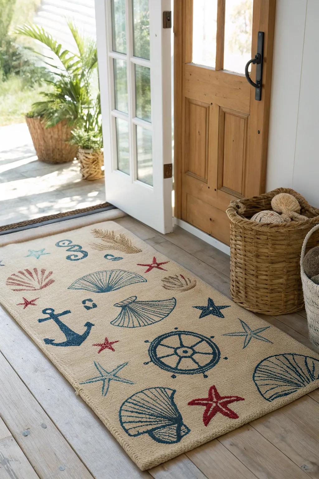 Beach-themed rugs add texture and warmth to your decor.