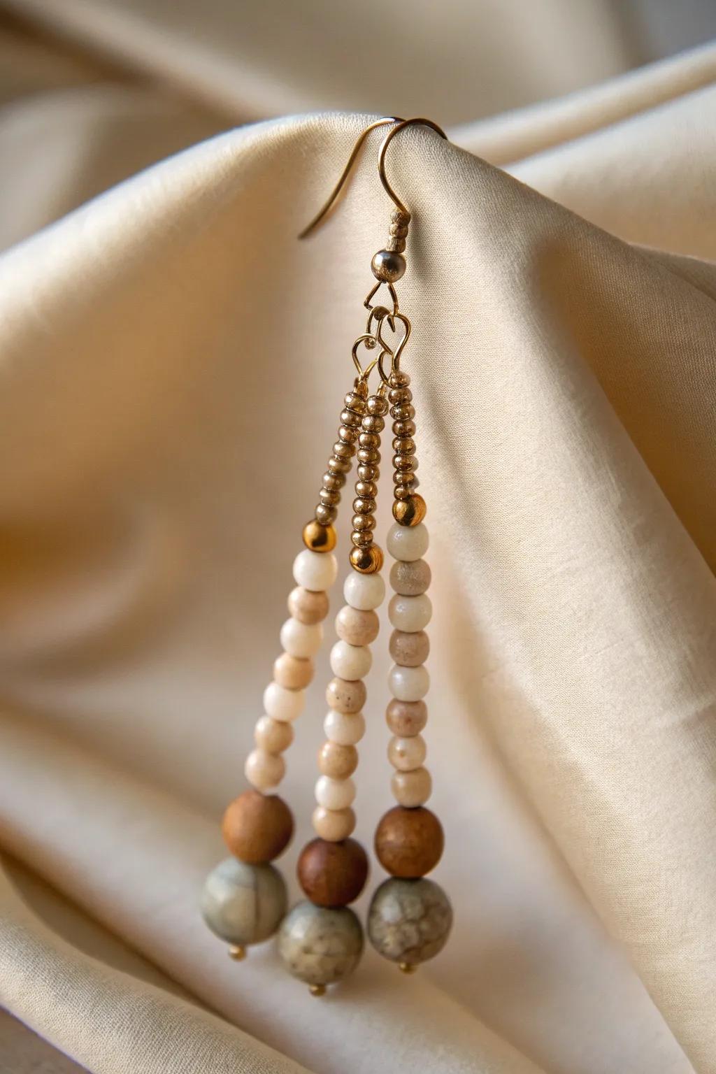 Embrace the art of simplicity with these beautifully layered beaded earrings.