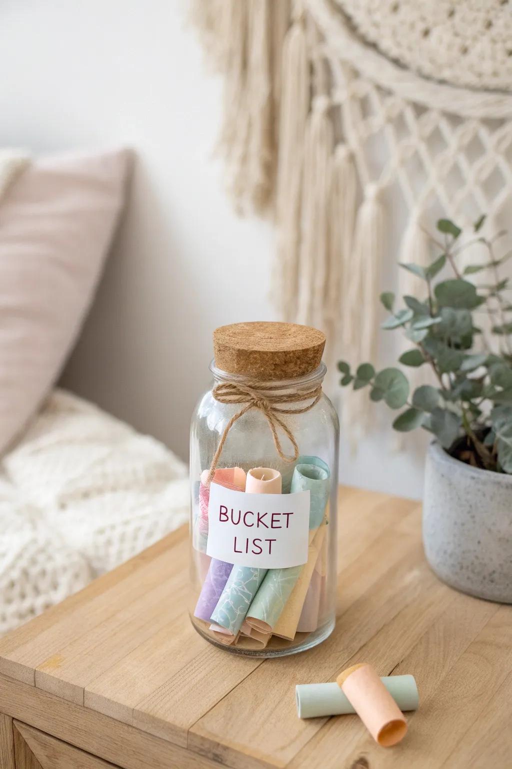 Capture future adventures with your best friend in this charming Bucket List Jar.