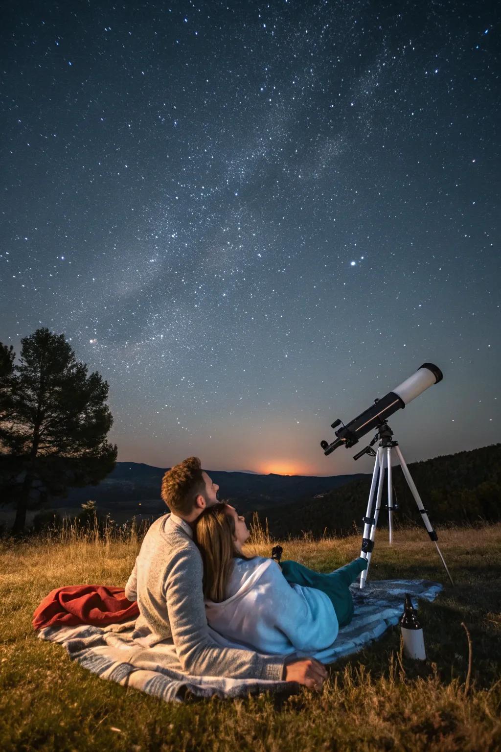 Stargazing together offers a romantic and serene birthday experience.