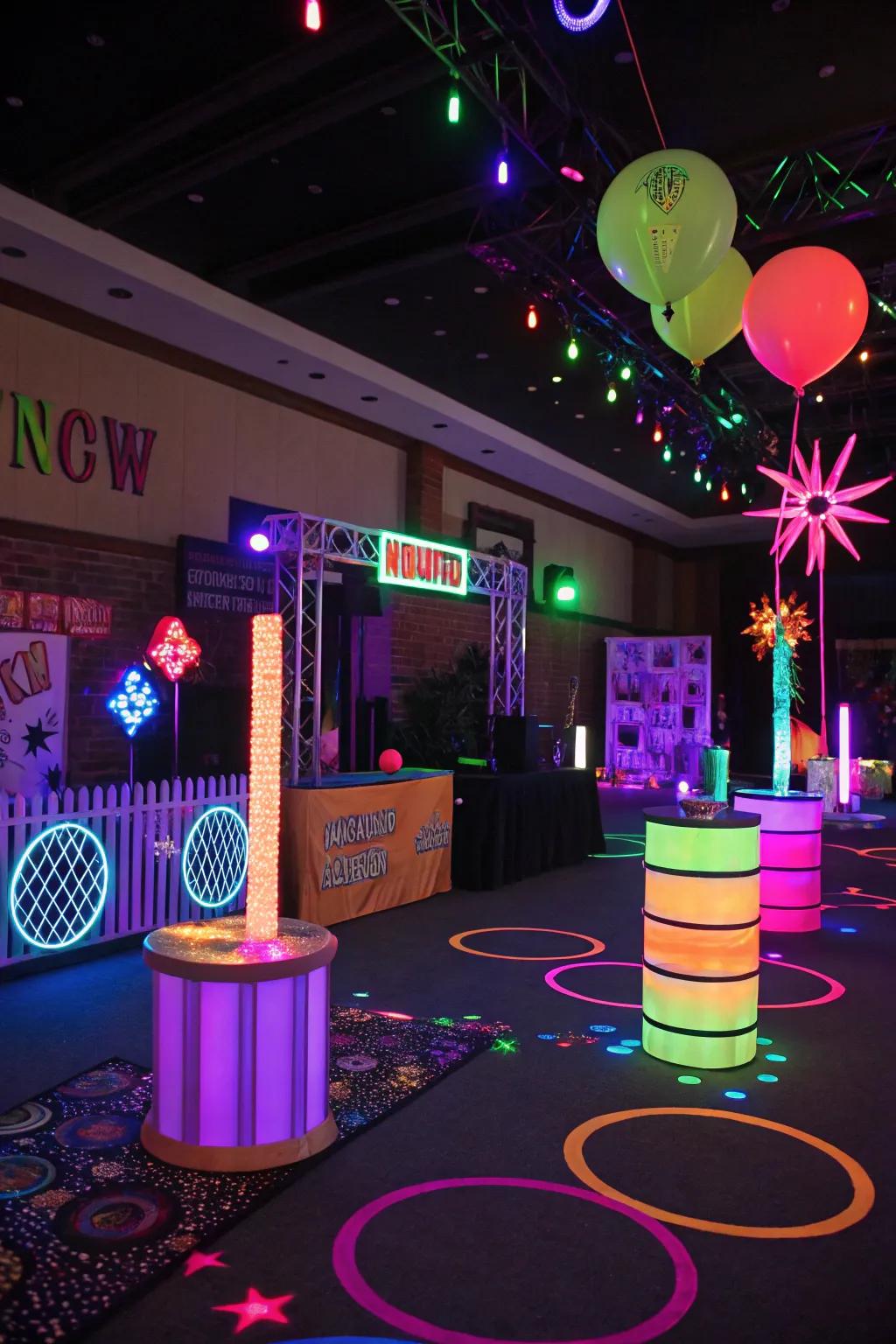 Glow-in-the-dark decorations add an exciting twist to any party.