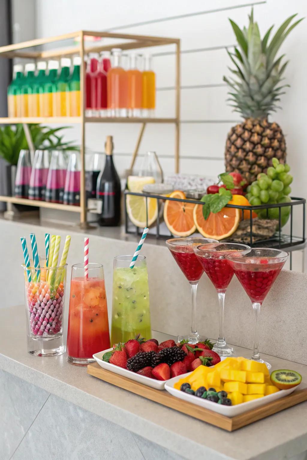 Mix and sip at a creative mocktail making party.