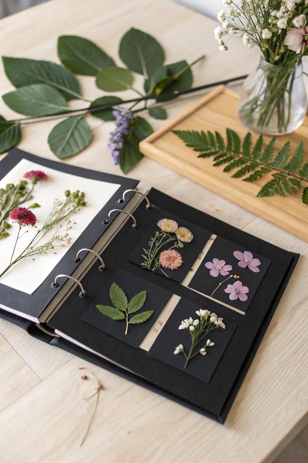 Embrace the elegance of nature in your scrapbook design.