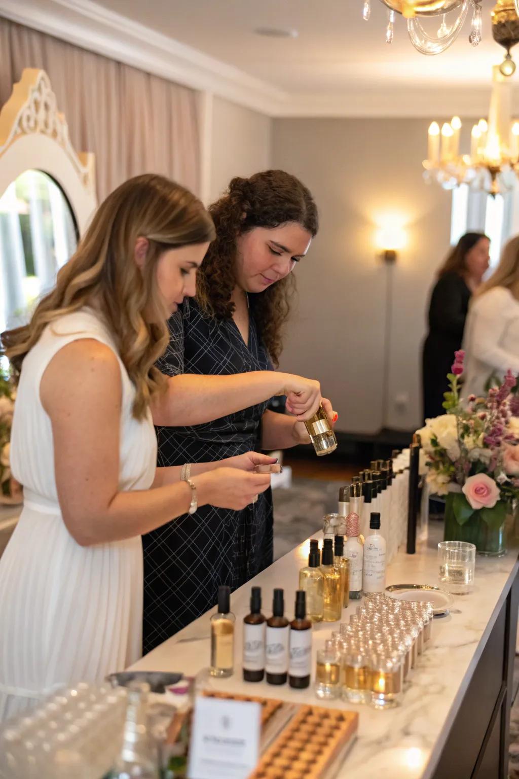 Craft your own signature scent at a custom perfume blending station.