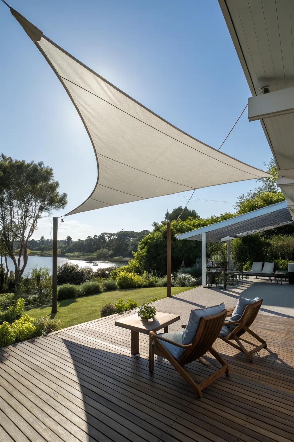 Triangular sails: modern solutions for sleek shade.