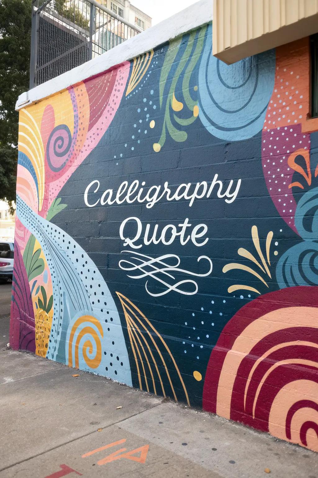 Abstract art makes calligraphy quotes stand out creatively.