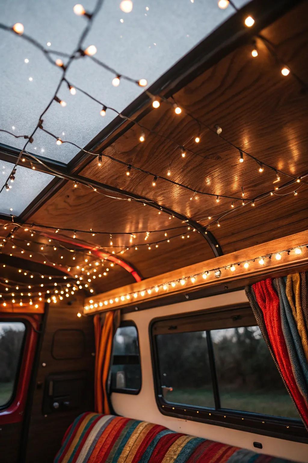 Transform your camper shell into a magical retreat with a stunning fairy light canopy.