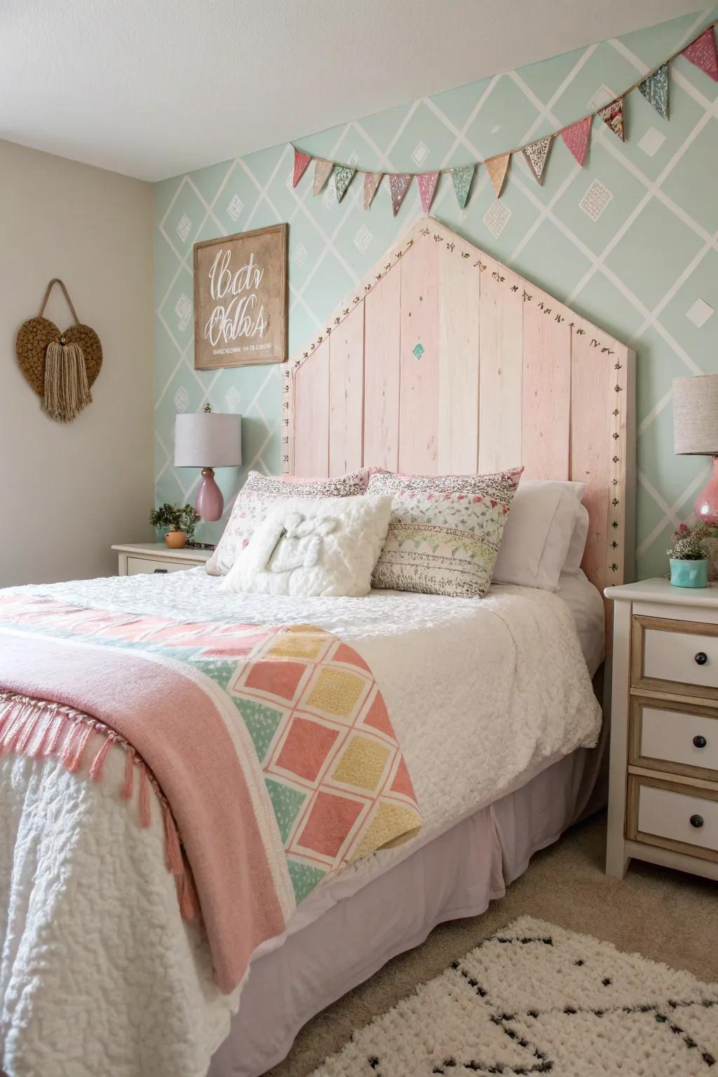 A chalk paint headboard offers personalization and creativity in the bedroom.