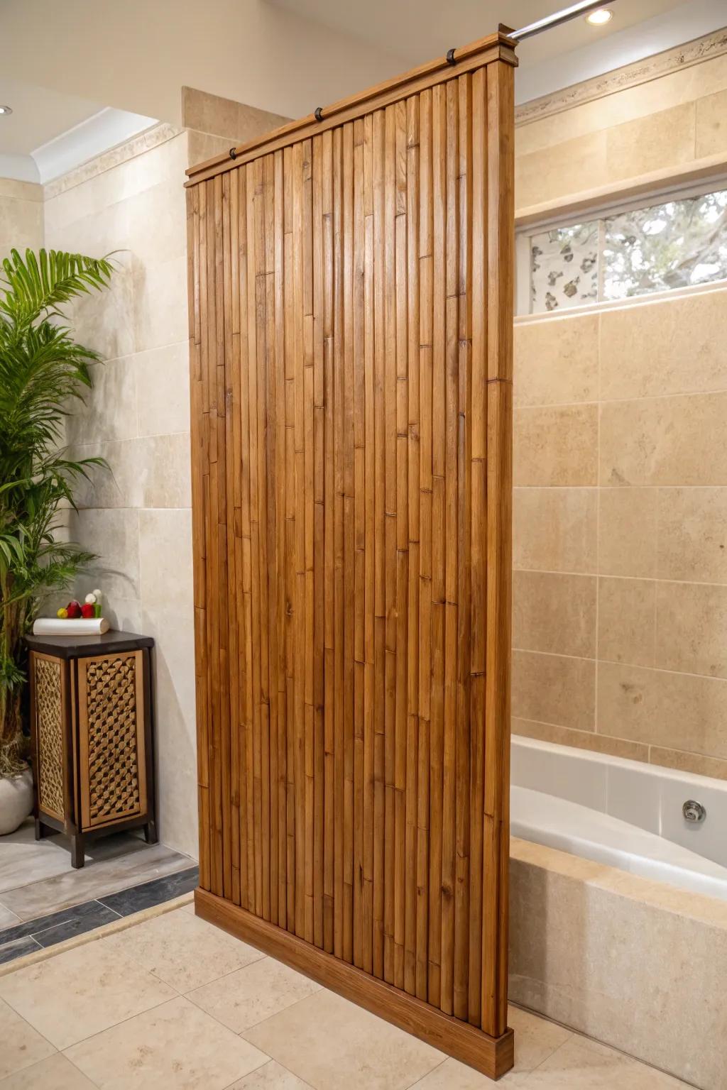 Elevate your shower with the natural elegance of bamboo panels. A touch of craftsmanship for a spa-like retreat.
