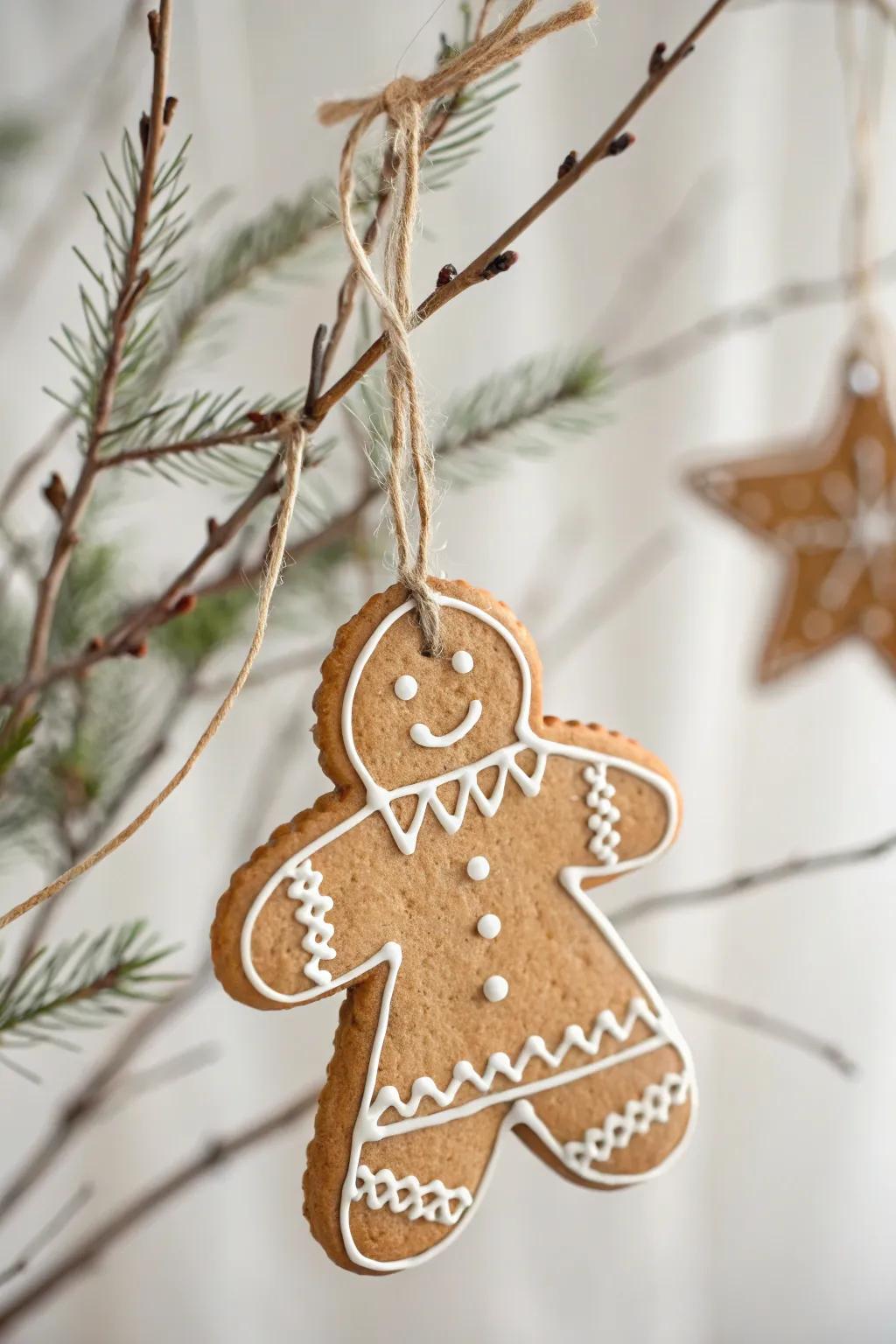 Craft your own charming gingerbread cardboard ornaments for a sweet, minimalist touch to your holiday decor.