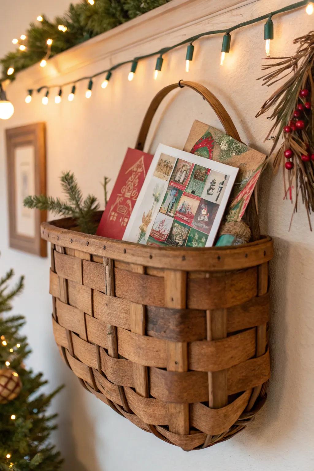 A tobacco basket brings a rustic charm to your card display.