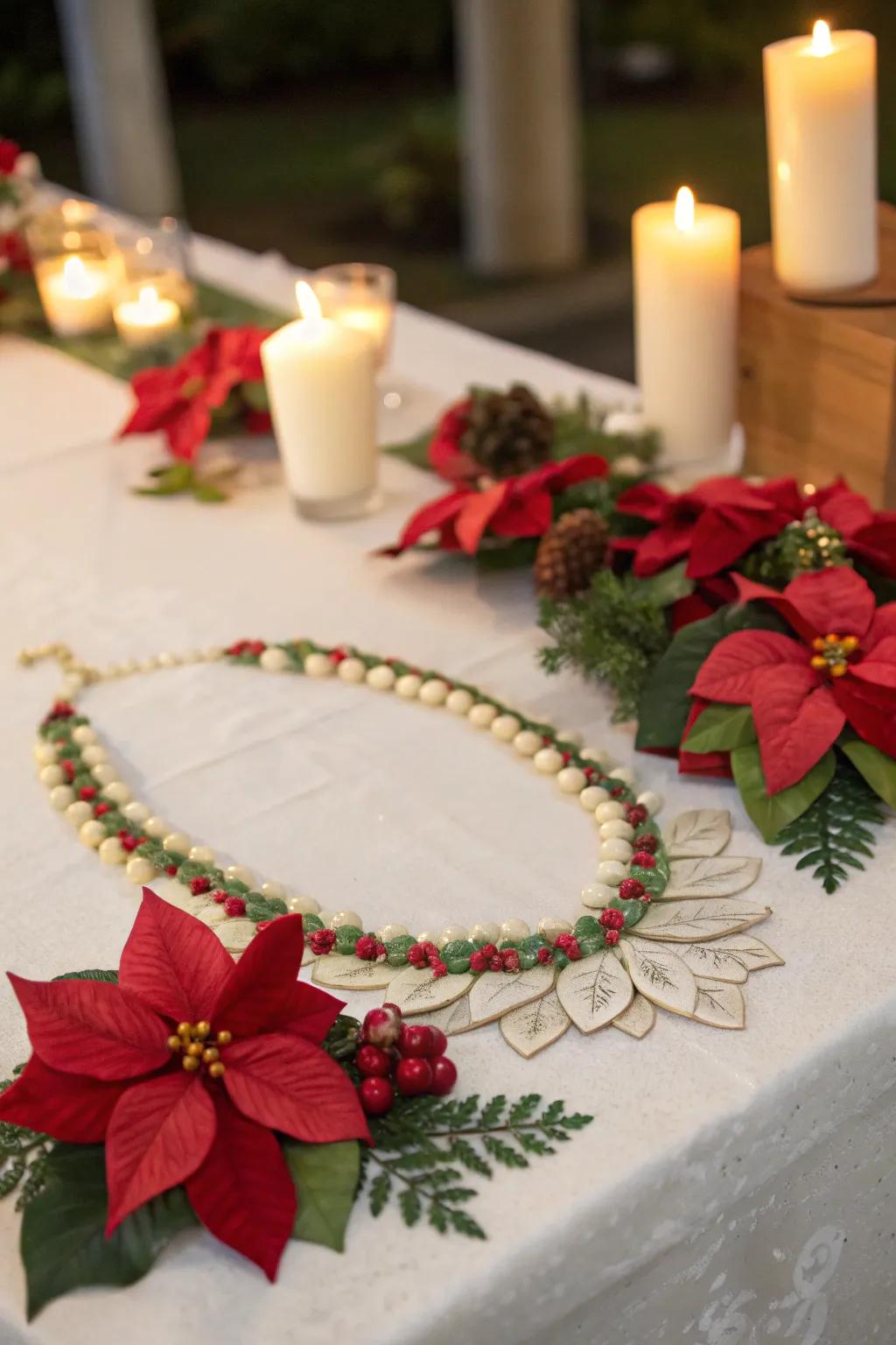 Celebrate the holidays with a vibrant floral necklace.