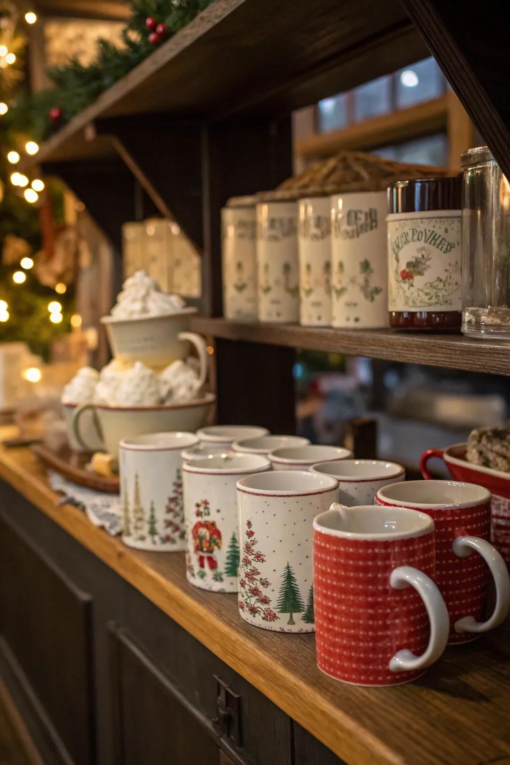 Seasonal mugs add charm and character to your party setup.