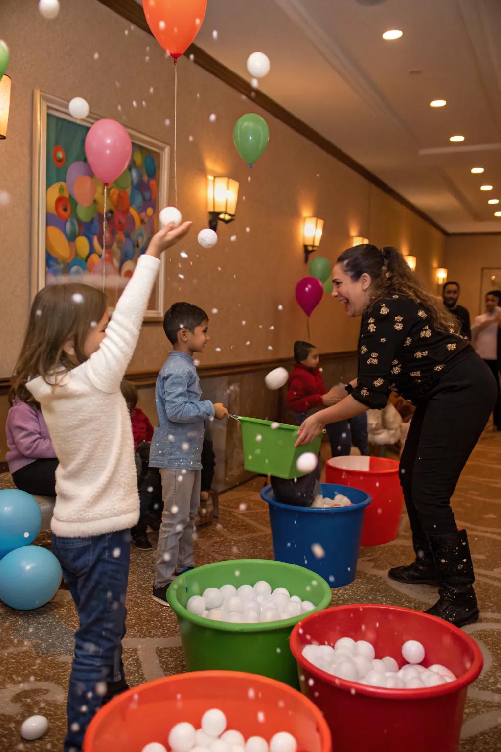 Try your aim with a friendly Snowball Toss competition.