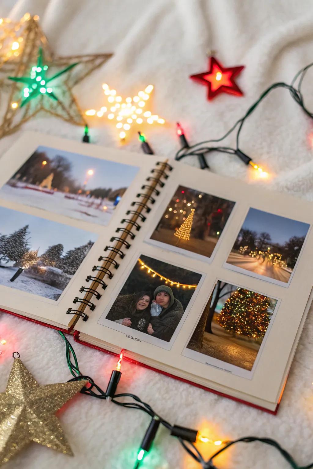 Document the magic of Christmas lights in your scrapbook.