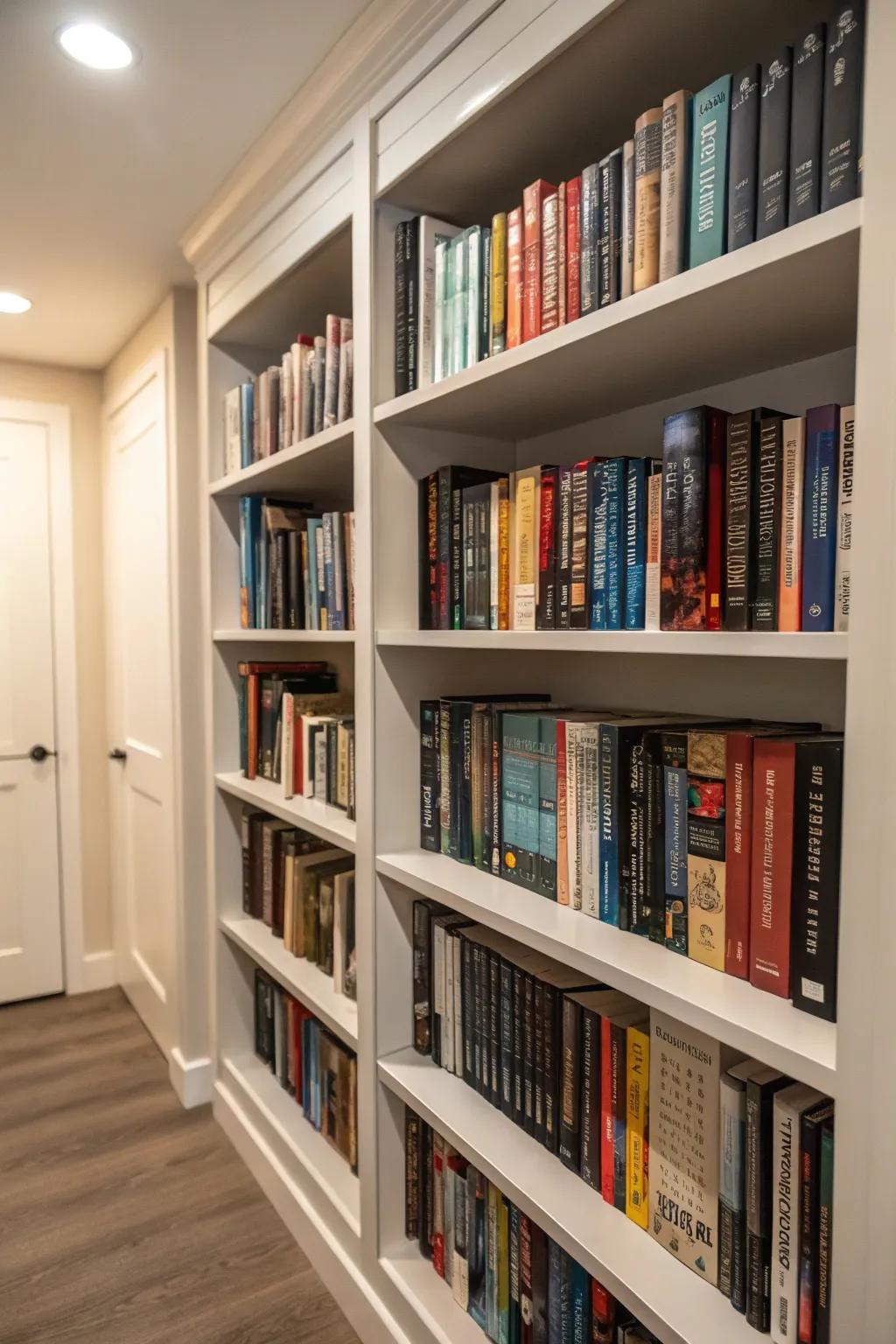 Organizing by genre helps keep your library neat and accessible.