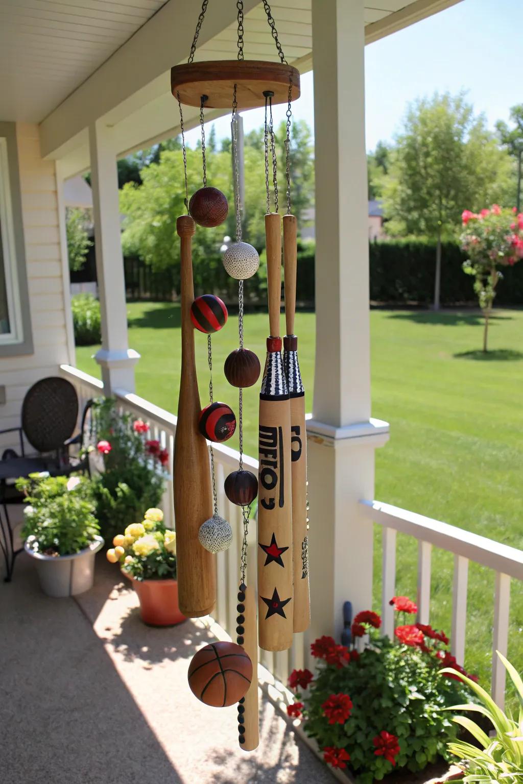 Add charm with a custom sports-themed wind chime.