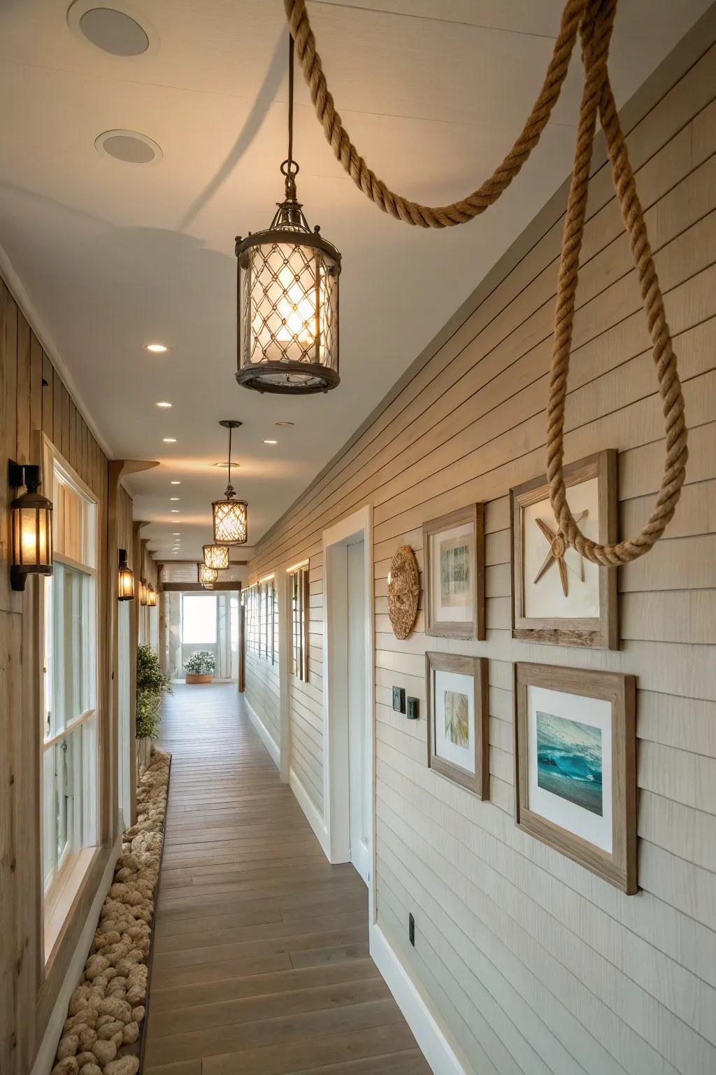 Nautical rope ceiling lights add texture and style to your ceiling.