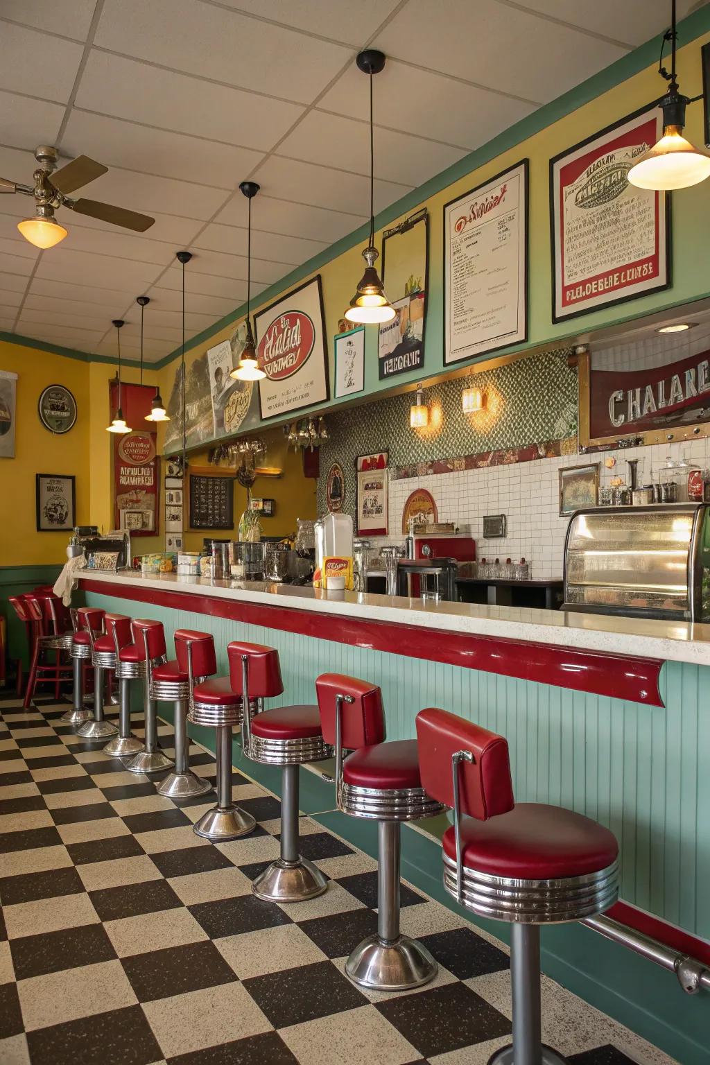 Add some fun with a vintage diner-style coffee bar.