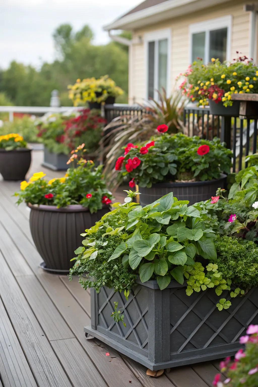 Bring nature to your deck with a variety of planters.