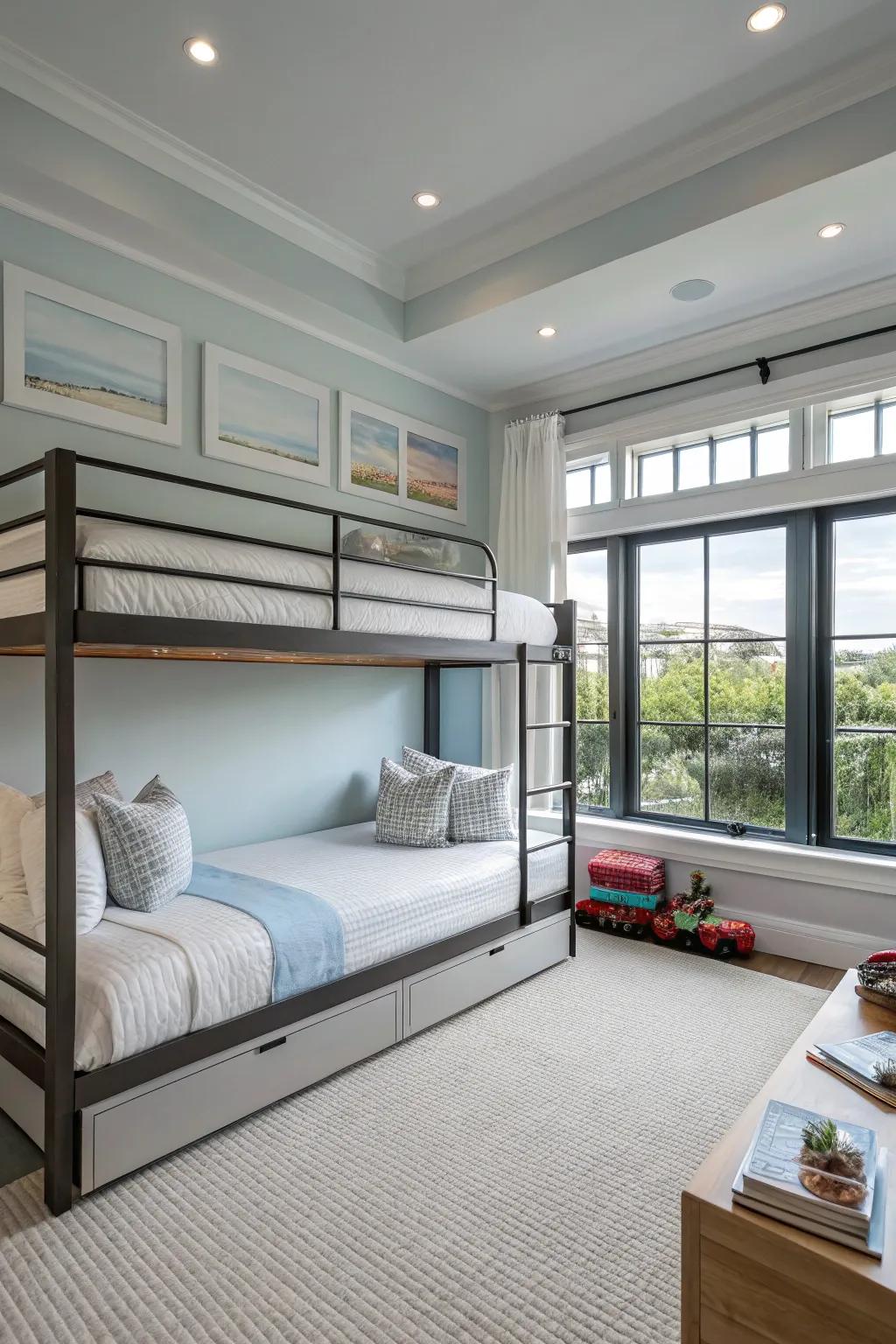 Modern bunk rooms offer a fresh and stylish space for growing kids.