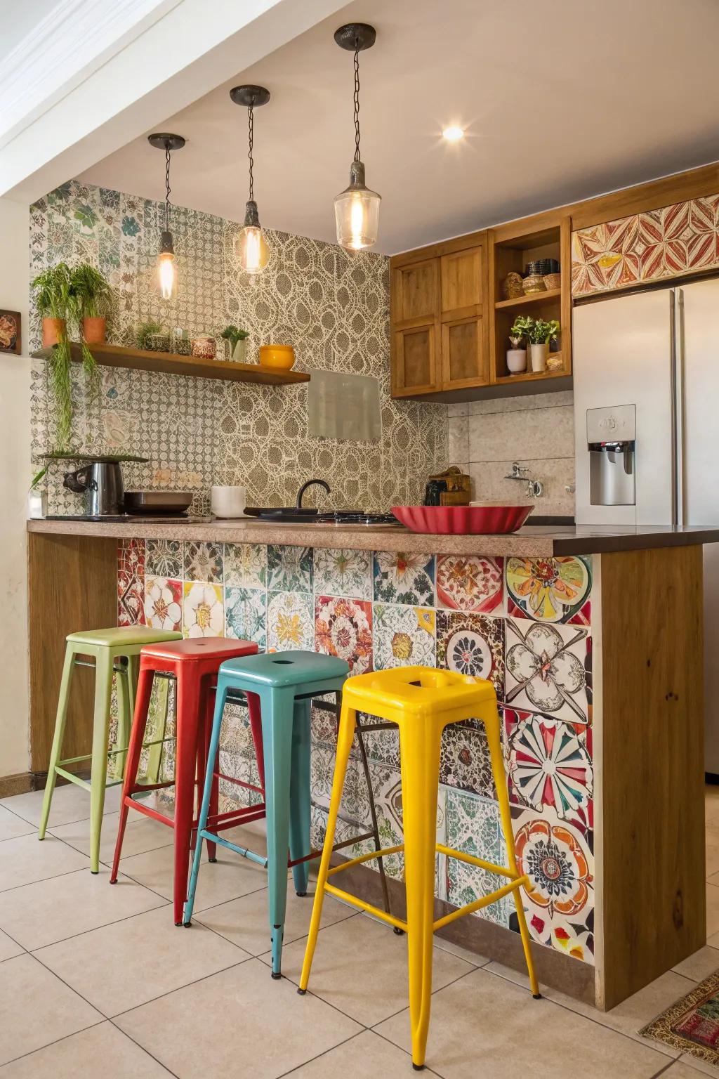 Fun patterns and colors bring energy and personality to your kitchen.