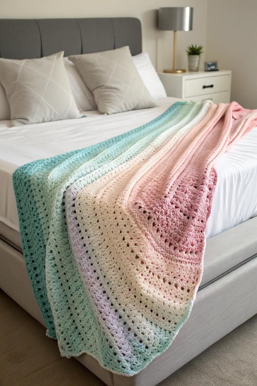 Create a masterpiece with a gradient fade crochet blanket.