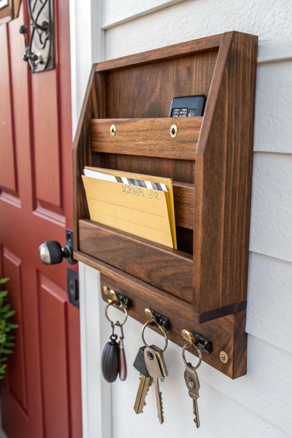 Elevate your entryway with a custom-crafted organizer that marries style with functionality.