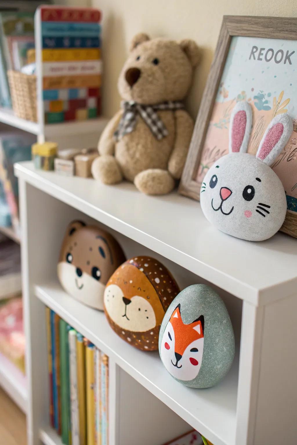 Decorate with cute animal rocks for a playful touch.