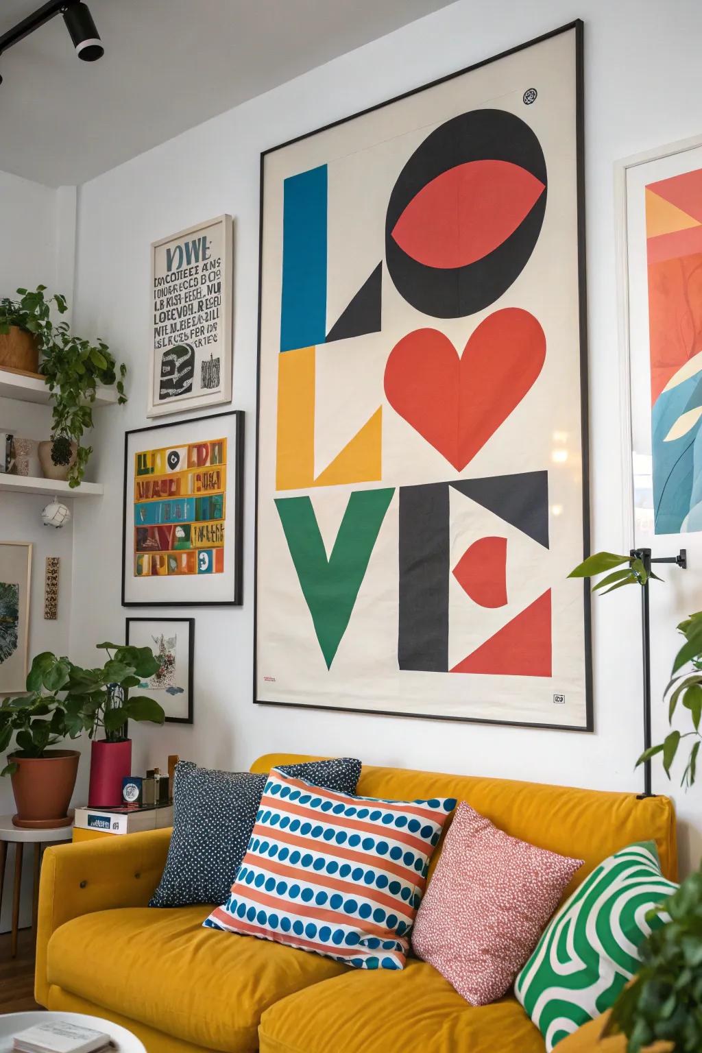 Make a statement with abstract love art.