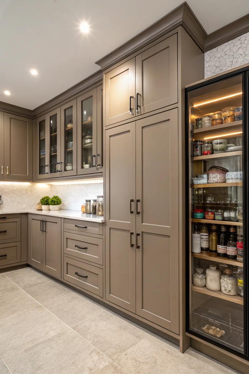 Built-ins provide symmetry and storage in the kitchen.