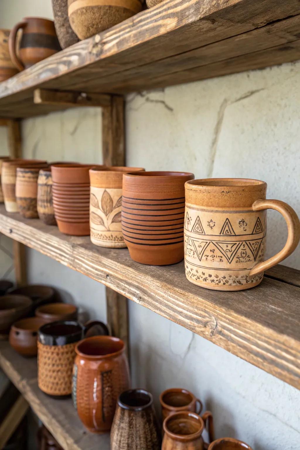 Handcrafted pottery that brings warmth and charm to her home.