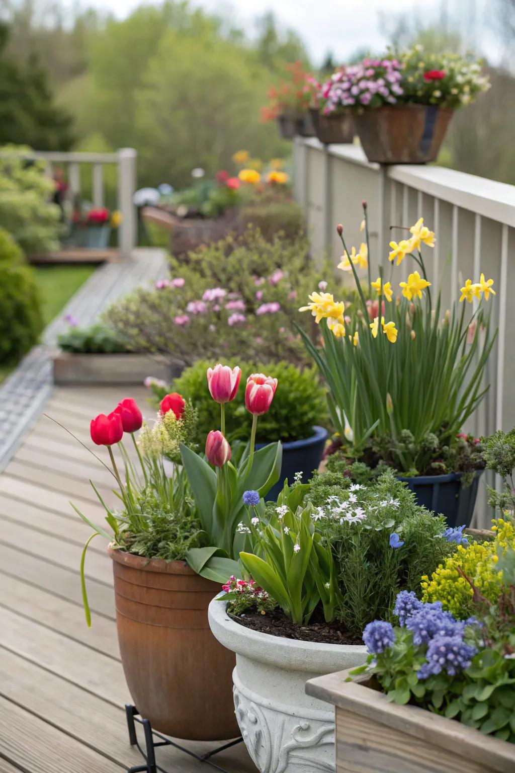 Seasonal plants keep your deck dynamic.