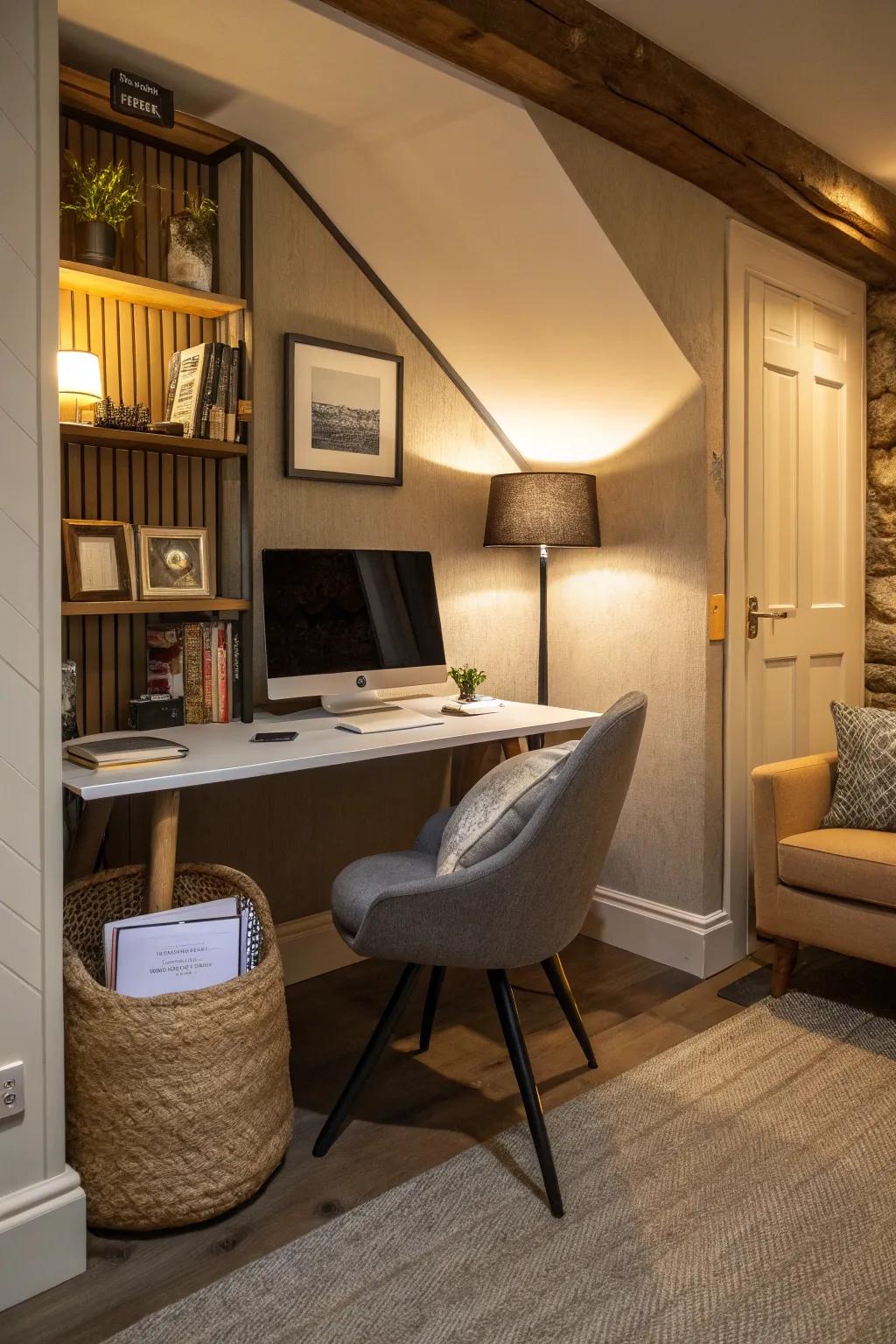 A home office corner adds functionality to your den.