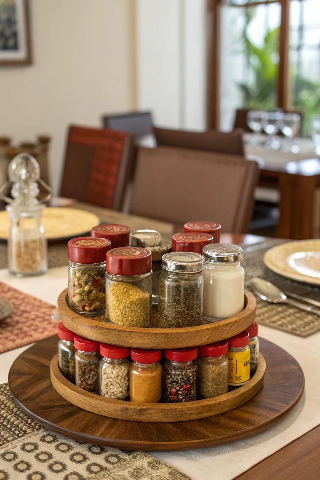 A Lazy Susan adds functional charm.