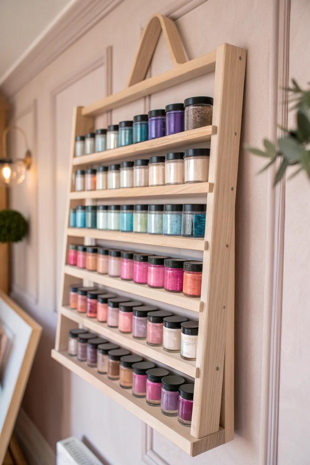 Elevate your space with stylish wall-mounted racks—perfect for keeping your dip powders organized and within reach!