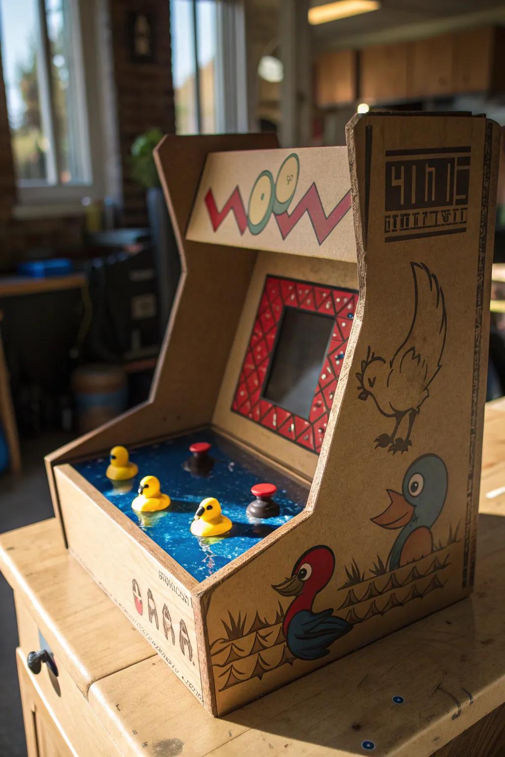 Dive into the nostalgia of carnival fun with this stunning DIY cardboard arcade game, where craftsmanship meets creativity.