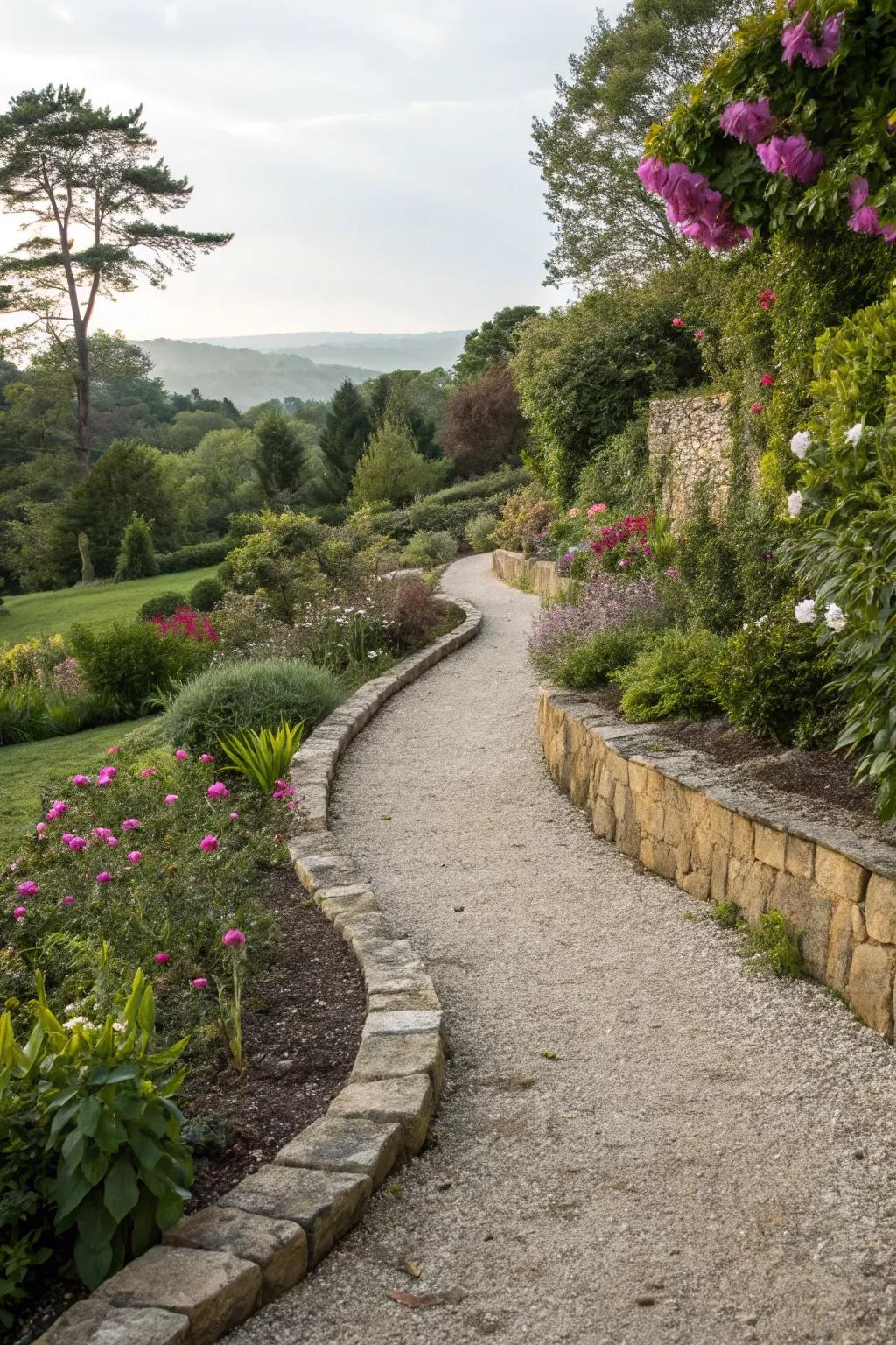 Gravel paths provide a natural and cost-effective way to navigate your garden.