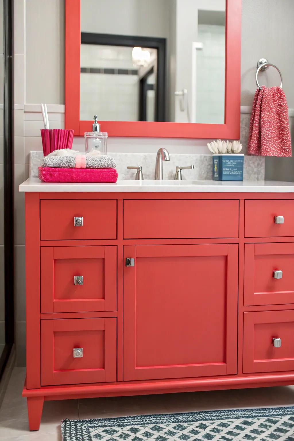 Colorful vanities can energize and update your bathroom decor.